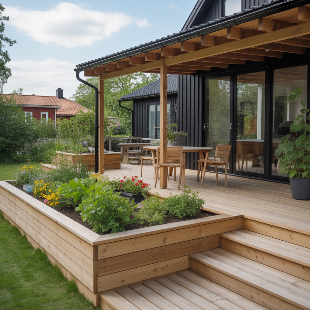 11.Bygga altan med integrerade planteringslador