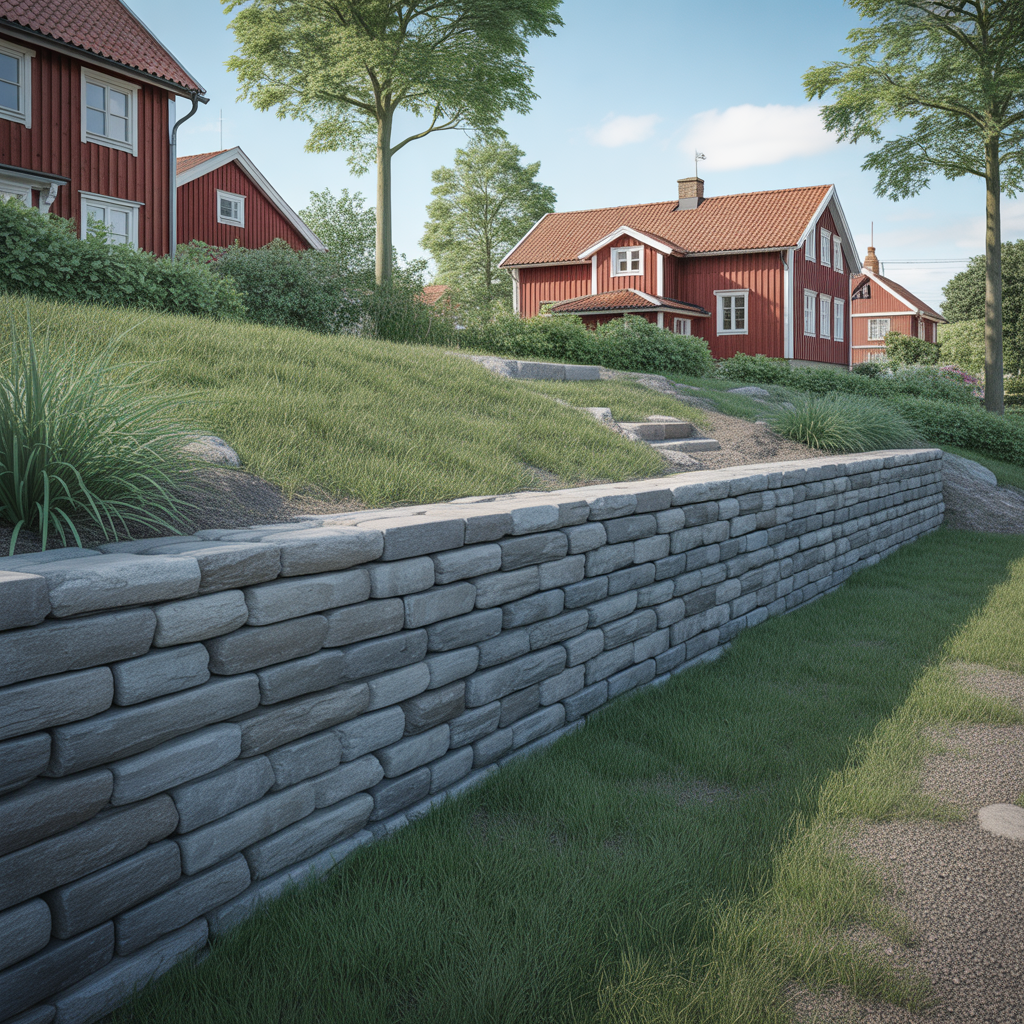 9.Bygga stodmurar for sluttande tomter